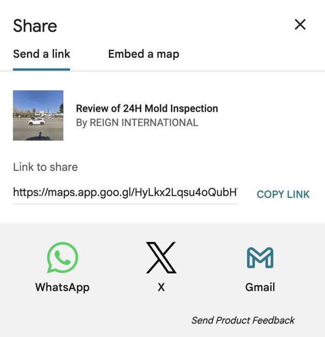 Google step 5: Tap "Copy Link" — that's the link to paste into the tracker.